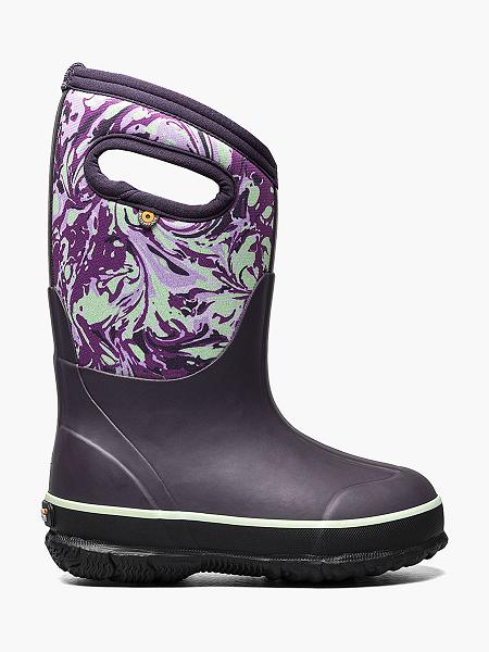 BOGS Boots Deutschland - Classic Winter Marble Isolierte Regenstiefel Kinder Lila Multi DE09341